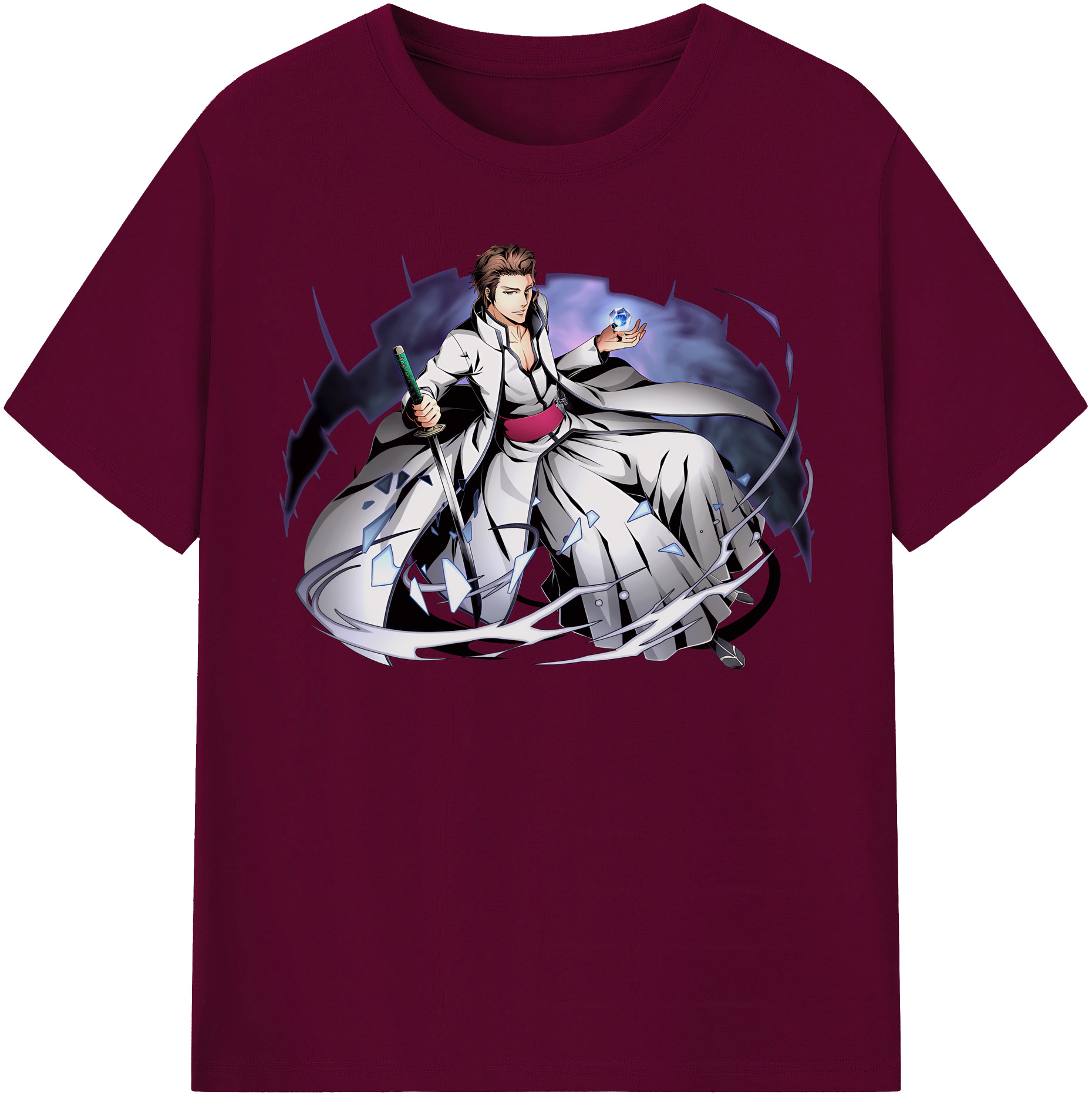 （画像用） ブリーチ 藍染 惣右介（あいぜん そうすけ） BLEACH Aizen Sousuke レディースカジュアルプリントTシャツ（綿100％）